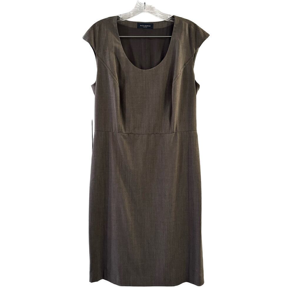 Piazza Sempione Sheath Knee Length  Dress Brown Lined Classic Size 10 Italy Made